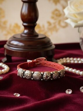 Brighton NWTWomen's Red Leather Charm Bracelet with Antique Silver Accents